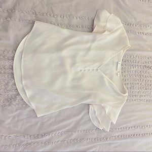 White Flutter Sleeve Blouse